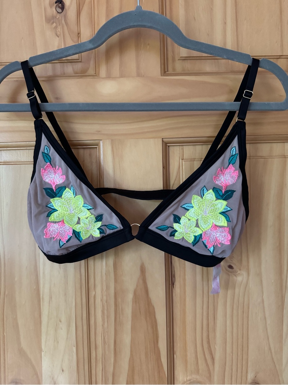 PINK Victorias Secret embroidered floral bralet size large